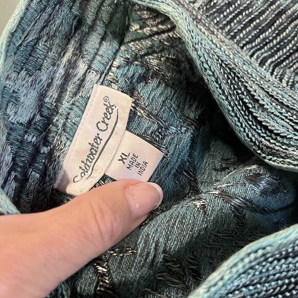 Coldwater Creek Oriental Asian Jacket size Extra Large Sage Green Black Brocade - Picture 10 of 10